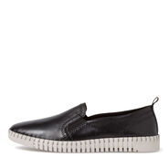 Slipper en cuir - noir, BLACK, hi-res