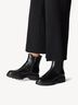 Schwarze Leder-Stiefeletten mit seitlichem Rei&szlig;verschluss und elastischem Einsatz