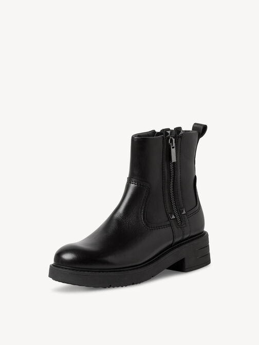 Lederstiefelette - schwarz, BLACK, hi-res