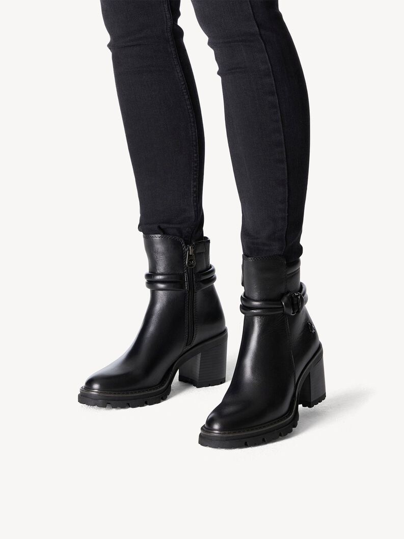Lederstiefelette - schwarz, BLACK, hi-res