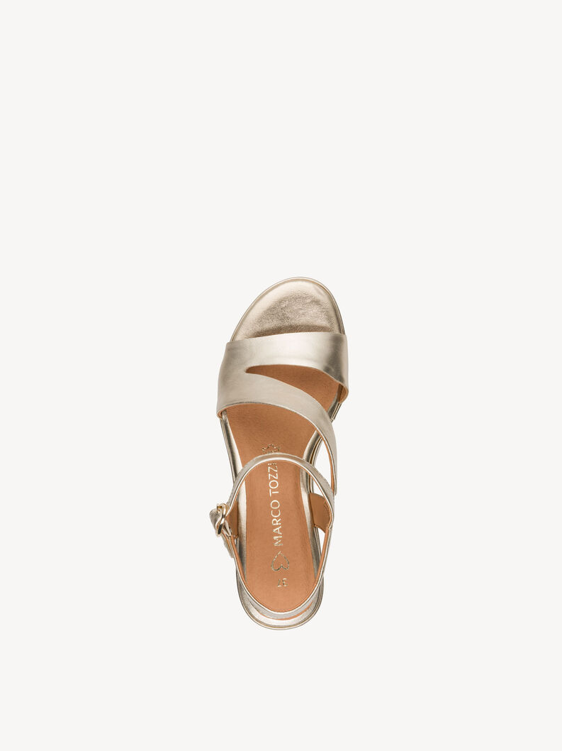 Ledersandalette - metallic, GOLD, hi-res