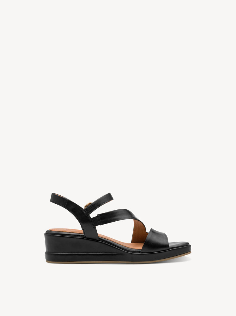 Ledersandalette - schwarz, BLACK, hi-res