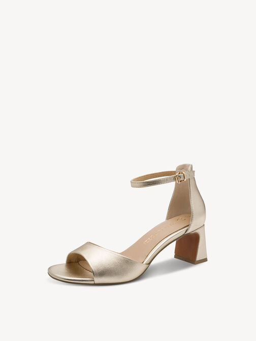 Sandale &agrave; talon - m&eacute;tallique, or, hi-res