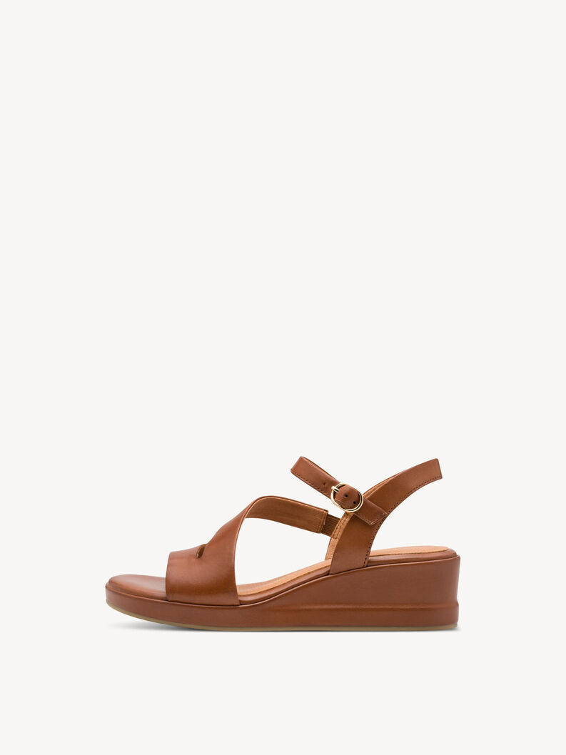 Ledersandalette - braun, COGNAC, hi-res