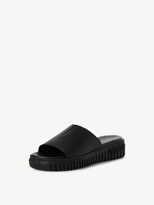 Lederpantolette - schwarz, BLACK, hi-res
