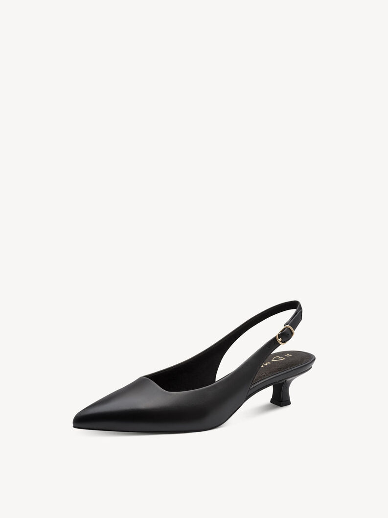 Lederslingpumps - schwarz, BLACK, hi-res