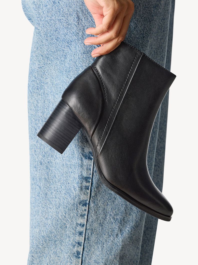 Lederstiefelette - schwarz, BLACK, hi-res