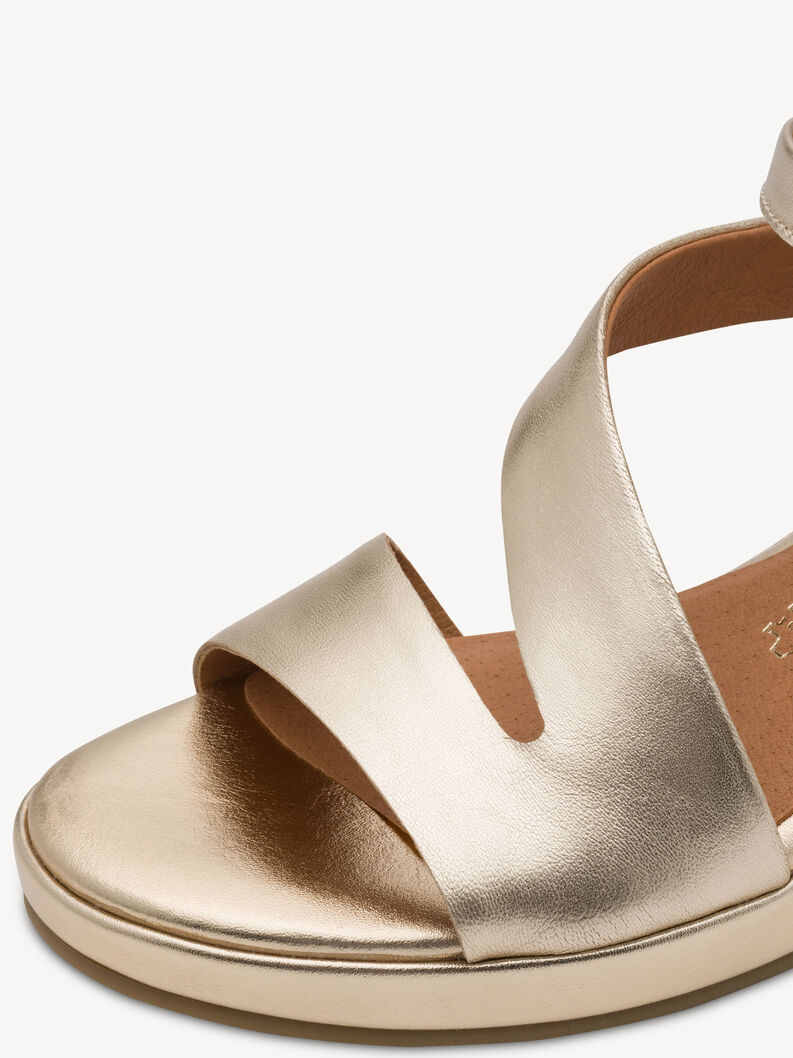 Ledersandalette - metallic, GOLD, hi-res