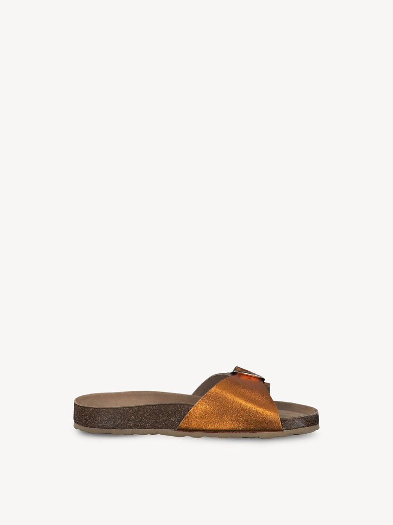 Lederpantolette - orange, MANGO METALLIC, hi-res