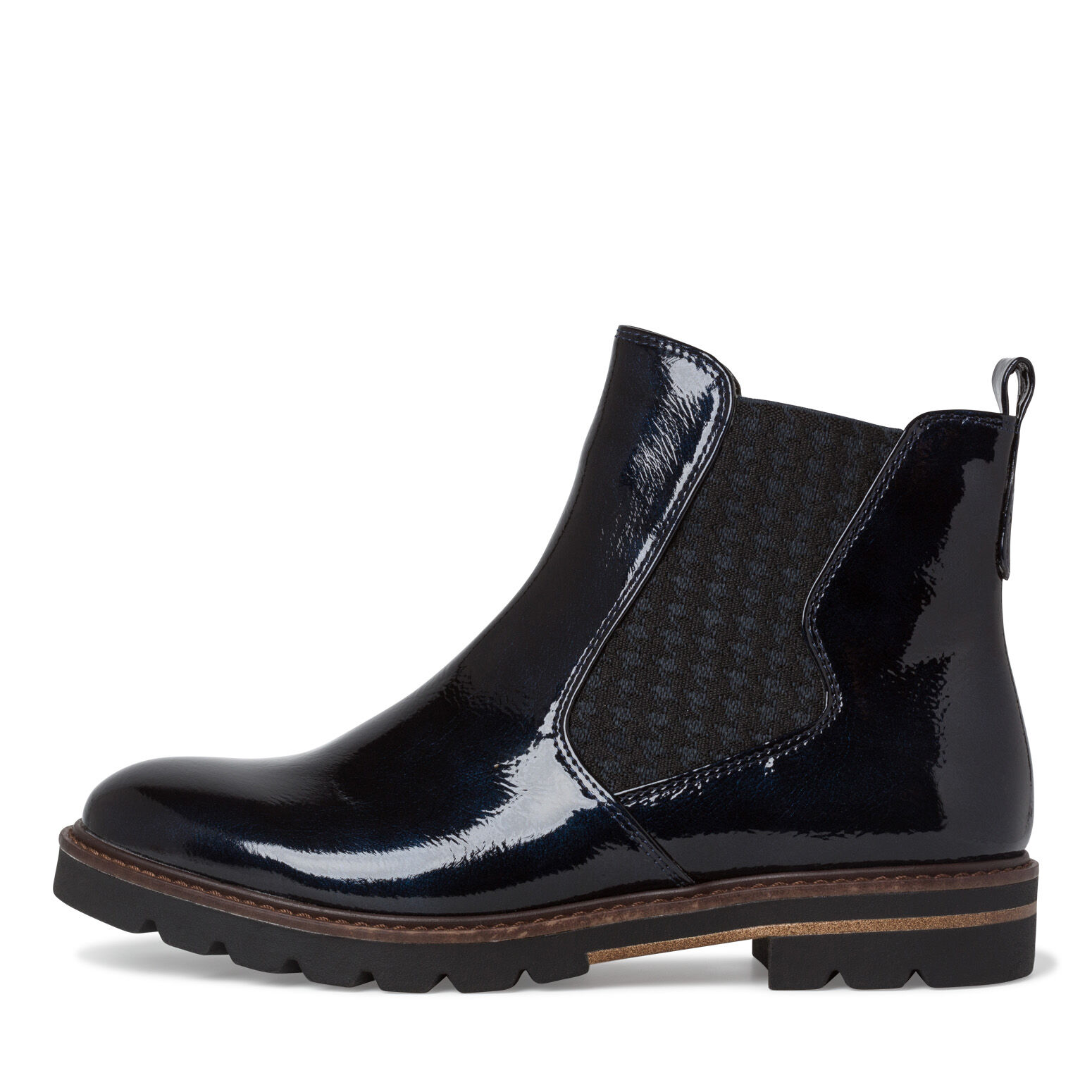 navy patent chelsea boots