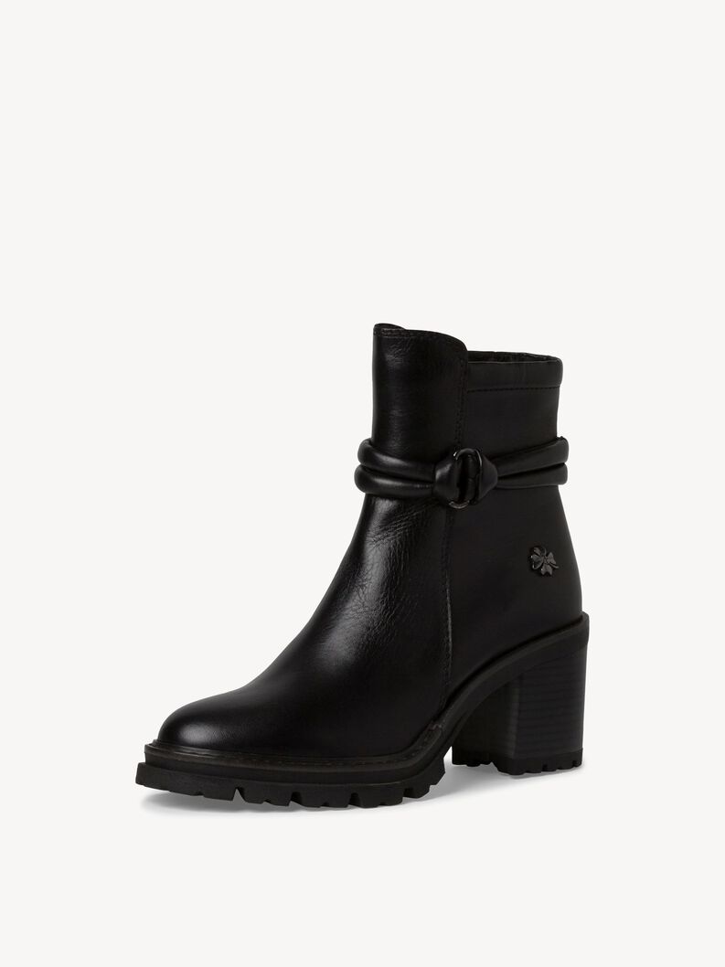 Lederstiefelette - schwarz, BLACK, hi-res