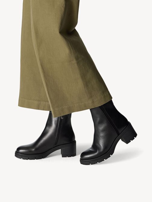 Lederstiefelette - schwarz, BLACK, hi-res