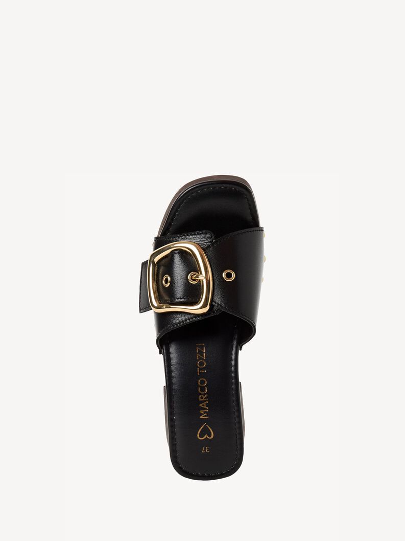 Lederpantolette - schwarz, BLACK, hi-res