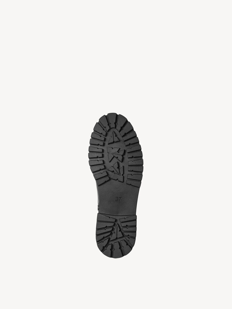 Schwarze Sohle robuster Winterstiefel mit profiliertem Muster