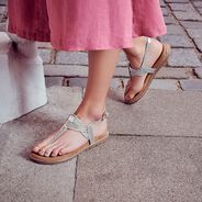 Leather Sandal - metallic, SILVER, hi-res