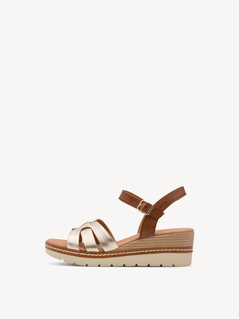 Ledersandalette - metallic, GOLD COMB, hi-res