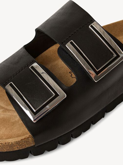 Lederpantolette - schwarz, BLACK, hi-res