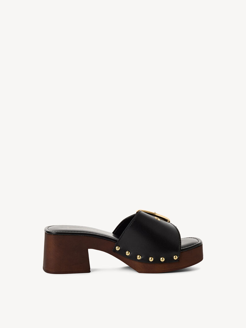 Lederpantolette - schwarz, BLACK, hi-res