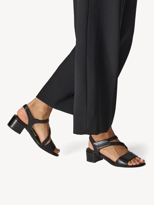 Ledersandalette - schwarz, BLACK, hi-res