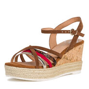 Leather Heeled sandal - brown, COGNAC COMB, hi-res