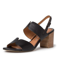 Sandale à talon en cuir - noir, BLACK, hi-res