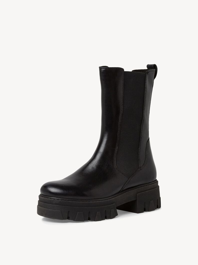 Bottine Chelsea en cuir - noir, BLACK, hi-res