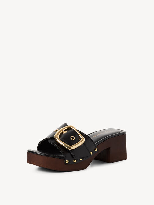 Lederpantolette - schwarz, BLACK, hi-res