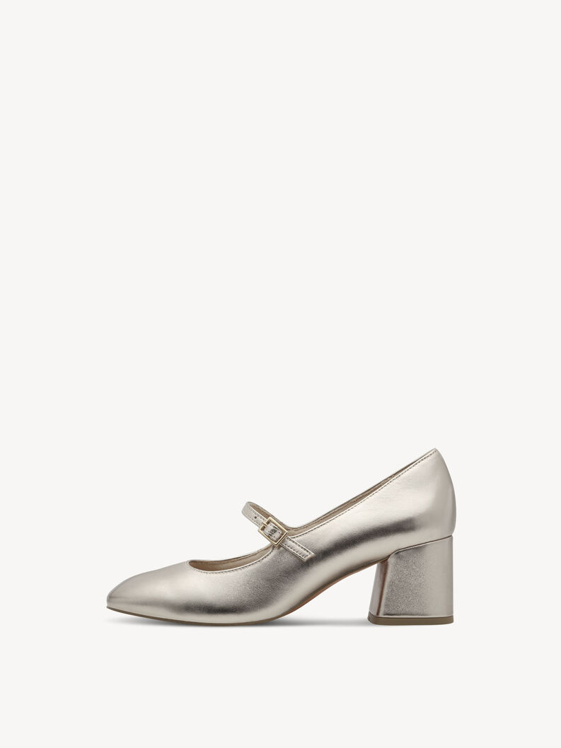 Lederpumps - metallic, PLATINUM, hi-res