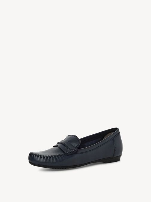 Ledermoccassin - blau, NAVY, hi-res