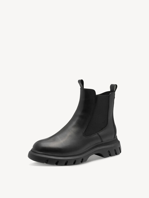 Leder Chelsea Boot - schwarz Warmfutter, BLACK, hi-res