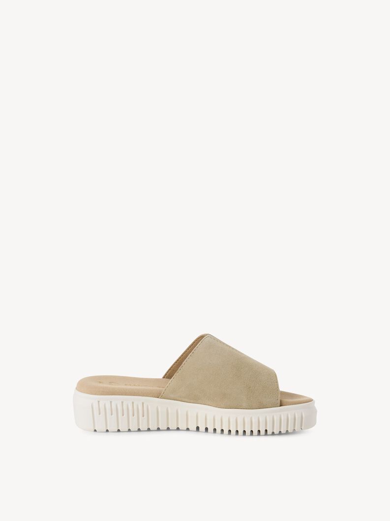 Lederpantolette - khaki, MOSS, hi-res
