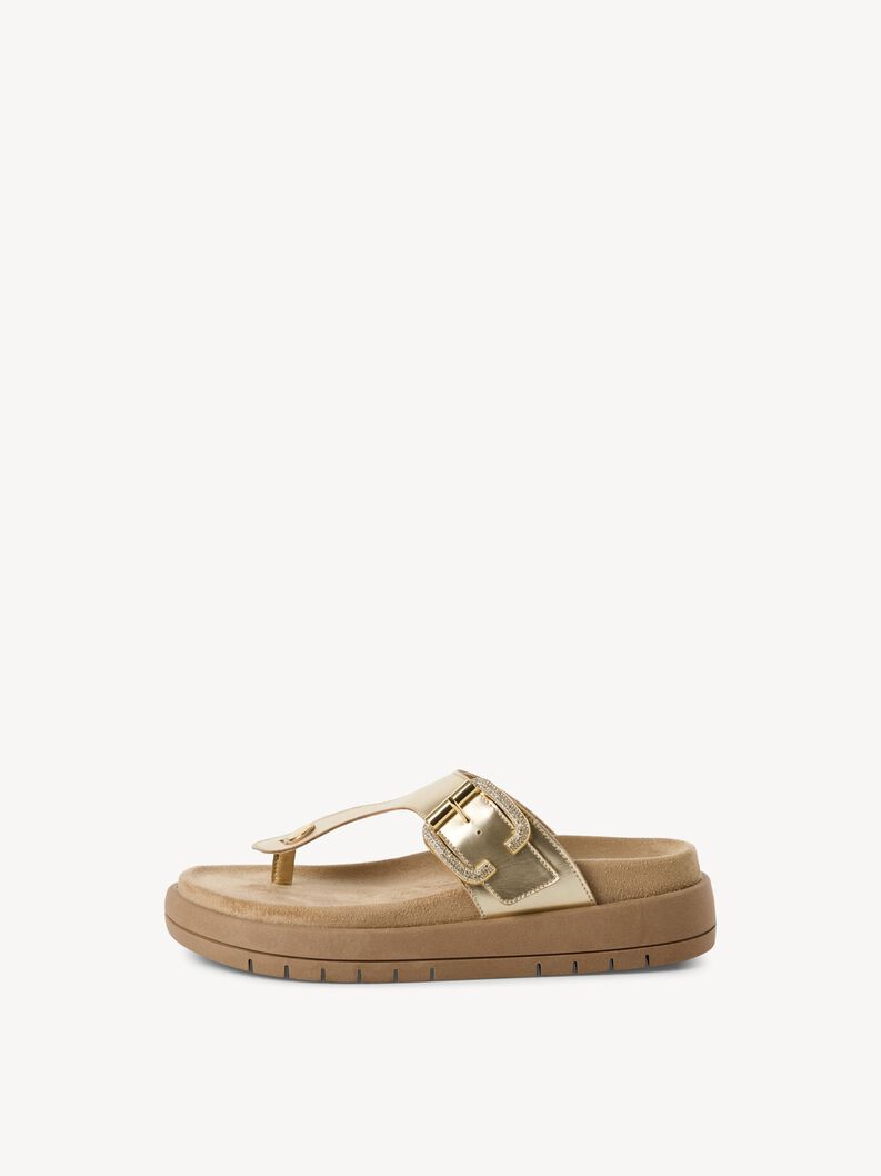 Lederpantolette - metallic, PLATINUM, hi-res