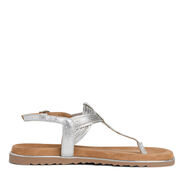 Leather Sandal - metallic, SILVER, hi-res