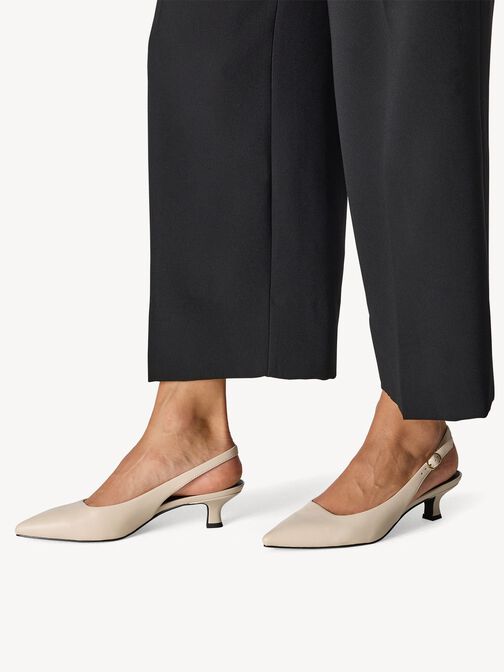 Leather sling pumps - beige, CREAM NAPPA, hi-res
