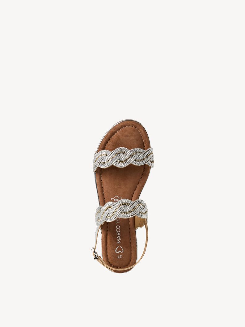 Leather Sandal - silver, SILVER COMB, hi-res