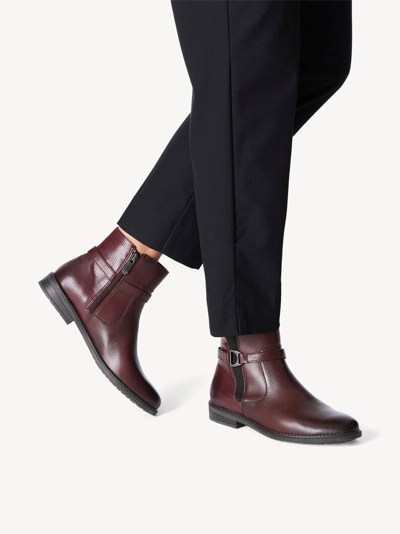 Leather Chelsea boot - red, BORDEAUX COMB, hi-res