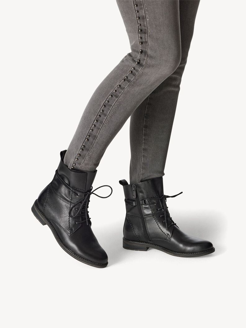 Lederstiefelette - schwarz, BLACK, hi-res