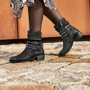 Bottine en cuir - noir, BLACK ANT.COMB, hi-res