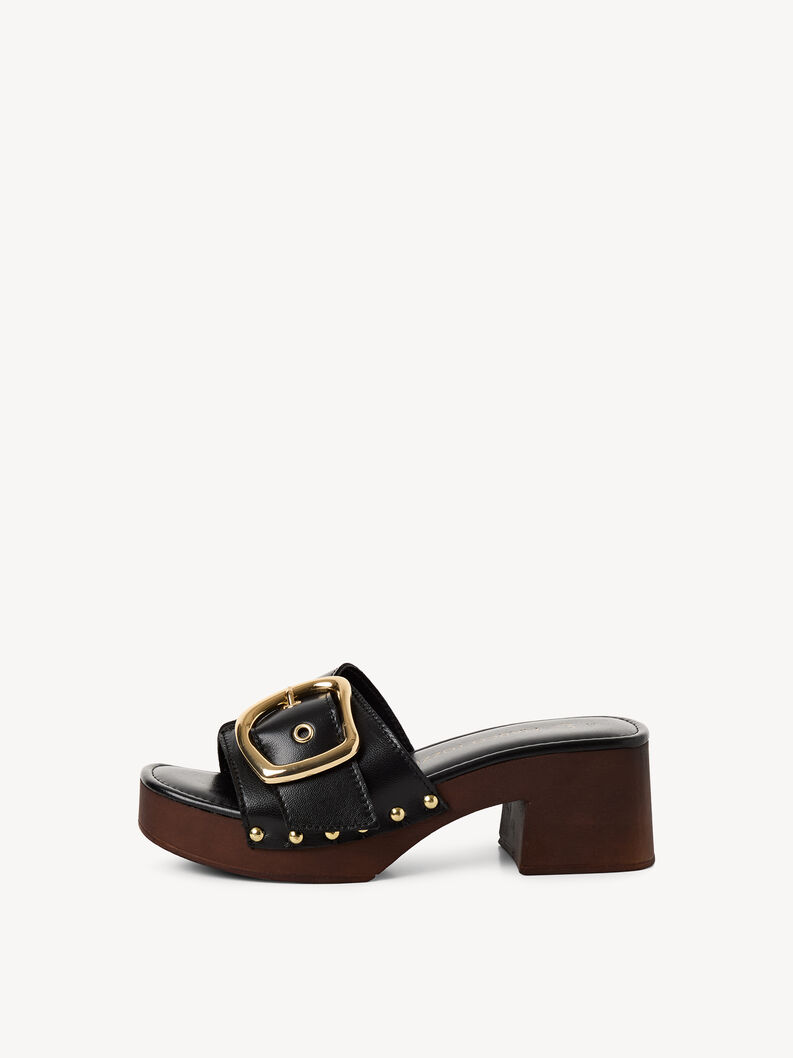 Lederpantolette - schwarz, BLACK, hi-res