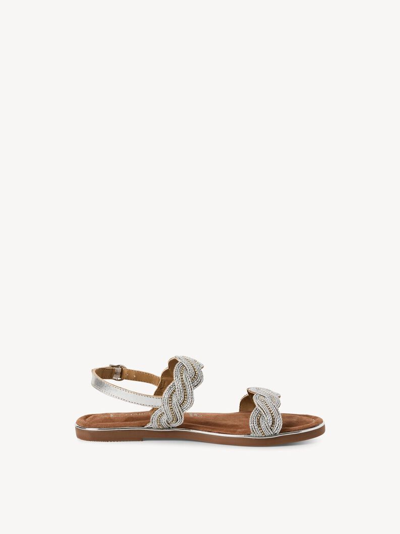 Leather Sandal - silver, SILVER COMB, hi-res