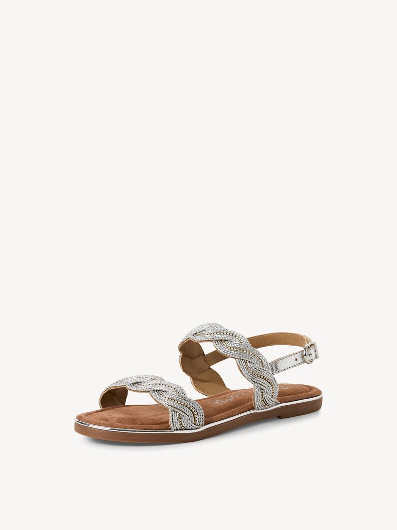 Leather Sandal - silver, SILVER COMB, hi-res