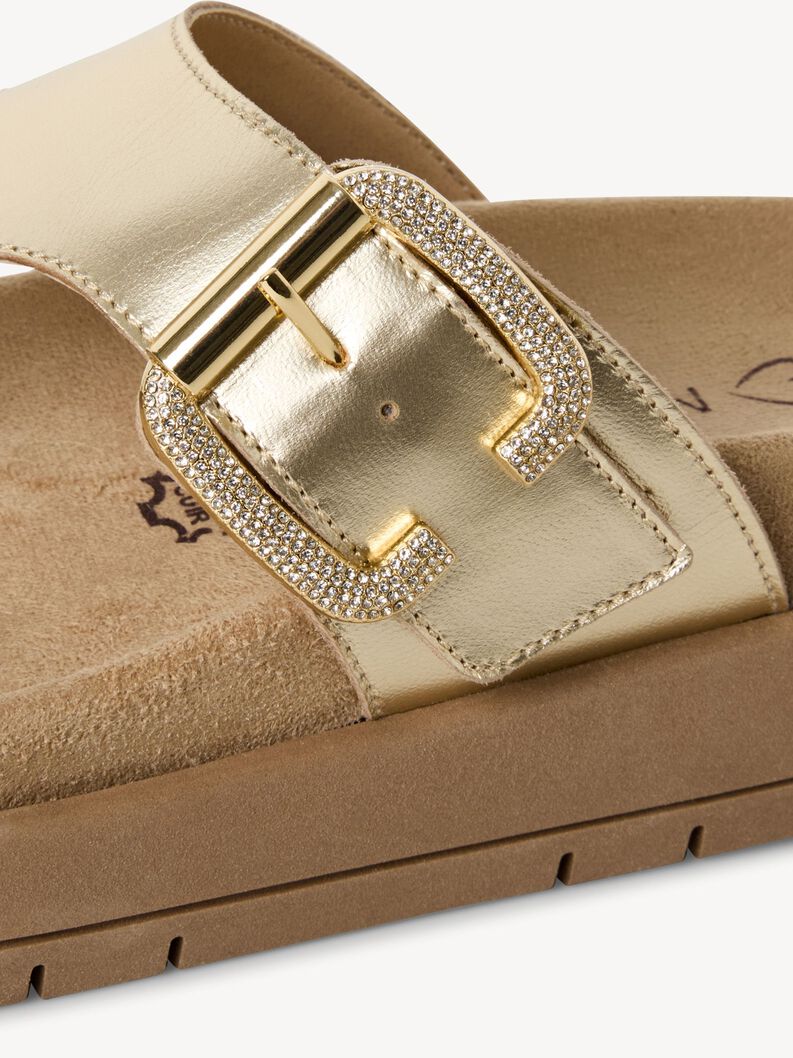 Lederpantolette - metallic, PLATINUM, hi-res