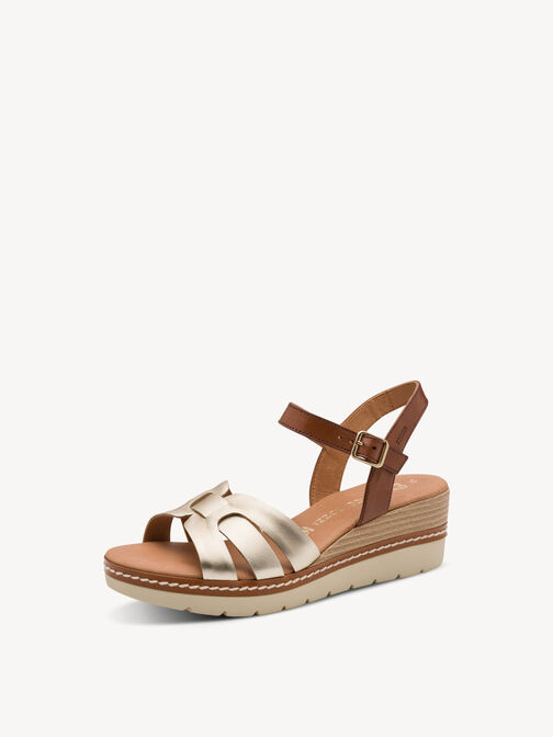 Ledersandalette - metallic, GOLD COMB, hi-res