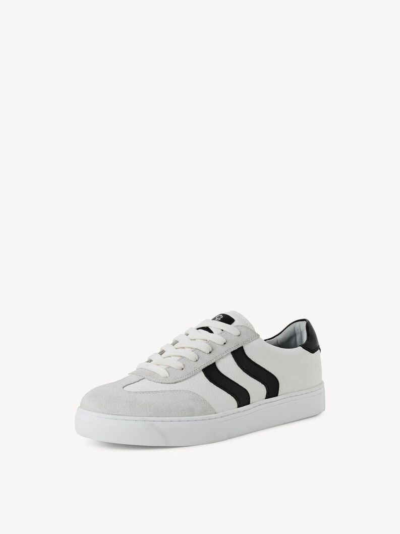 Ledersneaker - wei&szlig;, WHITE/BLACK, hi-res