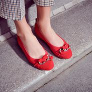 Ballerine en cuir - rouge, RED, hi-res