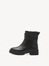Schwarzer Leder-Winterstiefel mit Ziersteinen und Rei&szlig;verschluss