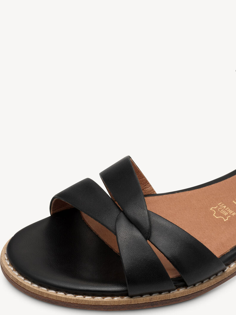Sandale en cuir - noir, BLACK, hi-res