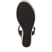 Sandale à talon en cuir - bleu, NAVY, hi-res
