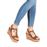 Sandale à talon en cuir - kaki, KHAKI COMB, hi-res
