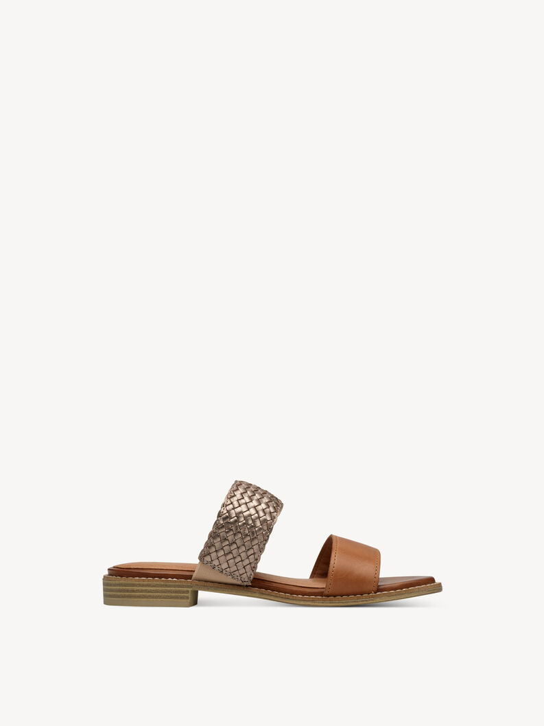 Lederpantolette - braun, COGNAC COMB, hi-res